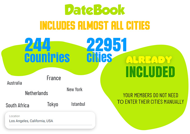 DateBook - Thème WordPress de rencontre.  Tous pays et toutes villes inclus.